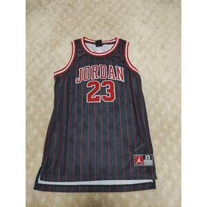 Jordan Brand Boys Jersey Large (12-13 Yrs) Black Red Pinstripe Flight 23 Retro